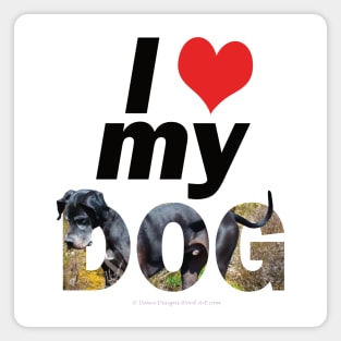 I love (heart) my dog - Great Dane oil painting word art Magnet